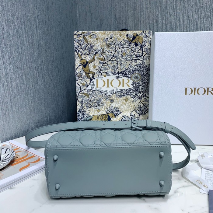 Dior Women CD Medium Lady Dior Bag Horizon Blue Cannage Lambskin