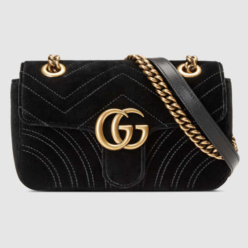 Gucci GG Marmont Mini Chain Shoulder Bag in Velvet