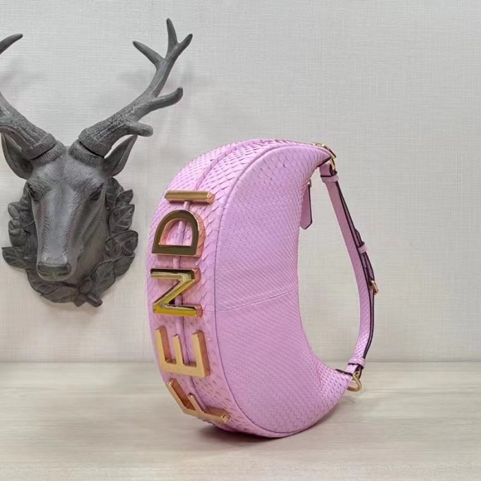 Fendi Women FF Fendigraphy Small Pale Pink Python Leather Bag