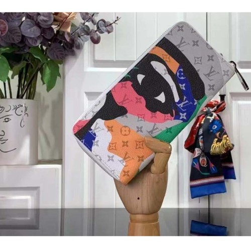 Louis Vuitton LV Unisex Zippy Wallet Multicolor Monogram Coated Canvas Cowhide Leather