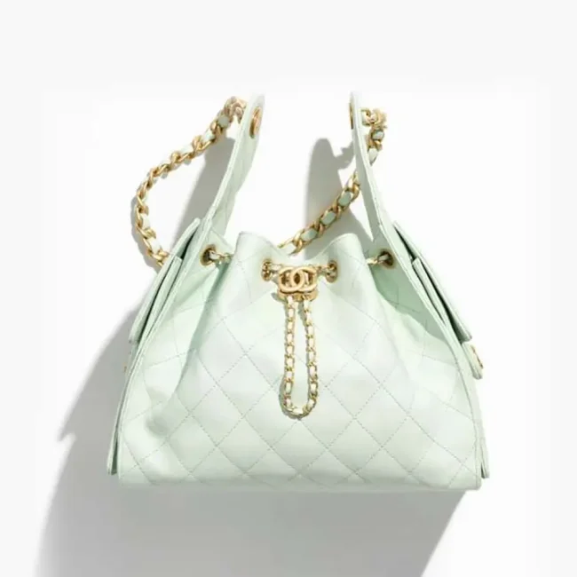 Chanel Women 25 Small Handbag Grained Calfskin Gold Tone Metal-Light Green