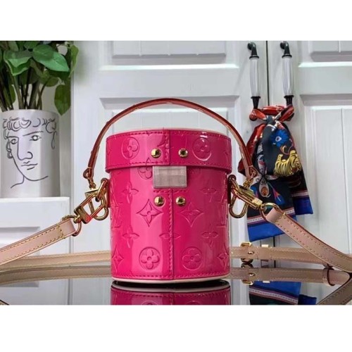 Louis Vuitton LV Women Astor Neon Pink Monogram Vernis Embossed Cowhide Leather M24102
