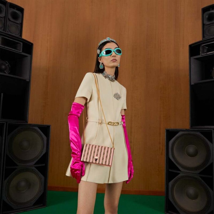 Gucci Women Double G Mini Bag Enamel Ice Cream GG Supreme Canvas