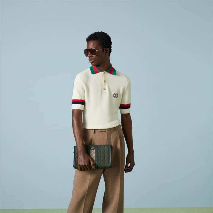 Gucci Unisex Mini GG Canvas Pouch Green Quilted Beige Ebony Supreme