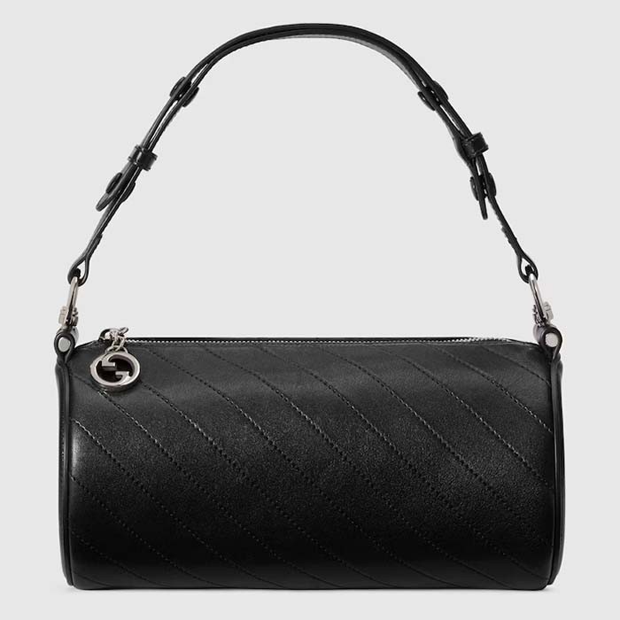 Gucci Women GG Blondie Mini Shoulder Bag Round Interlocking G Black Leather
