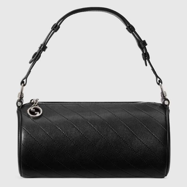 Gucci Women GG Blondie Mini Shoulder Bag Round Interlocking G Black Leather