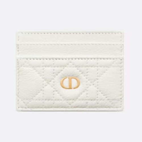 Dior Unisex CD Dior Caro Five Slot Card Holder Cloud Latte Supple Cannage Calfskin