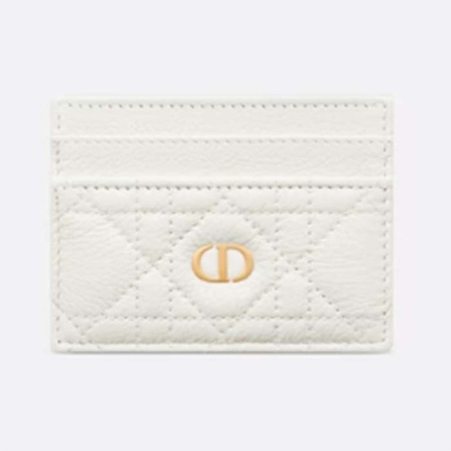 Dior Unisex CD Dior Caro Five Slot Card Holder Cloud Latte Supple Cannage Calfskin