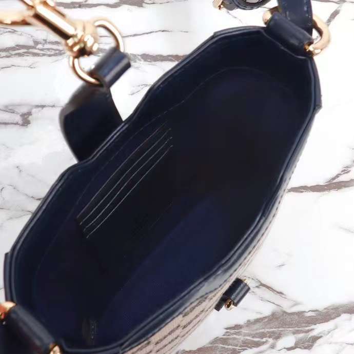 Gucci Unisex Original GG Small Bucket Shoulder Bag Beige Blue Canvas