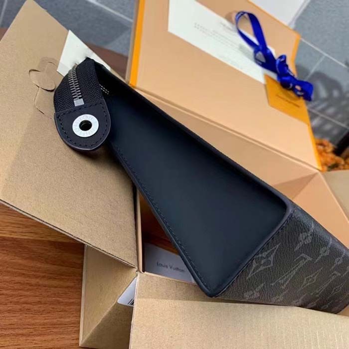 Louis Vuitton LV Unisex Pochette Voyage MM Black Grey Monogram Eclipse Canvas