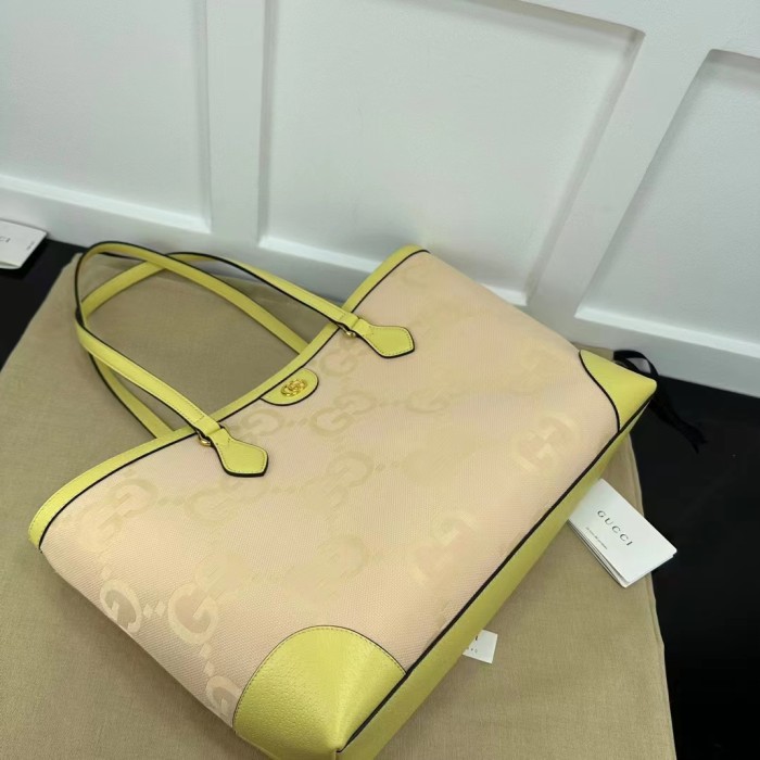 Gucci Unisex Ophidia Jumbo GG Medium Tote Beige Banana Double G