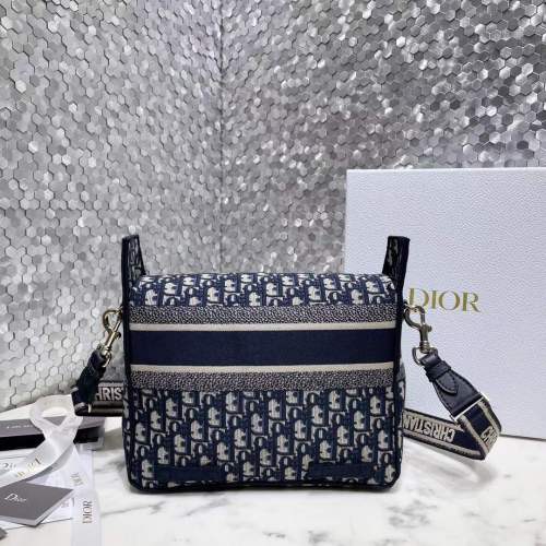Dior Unisex Medium Diorcamp Bag Blue Dior Oblique Embroidery