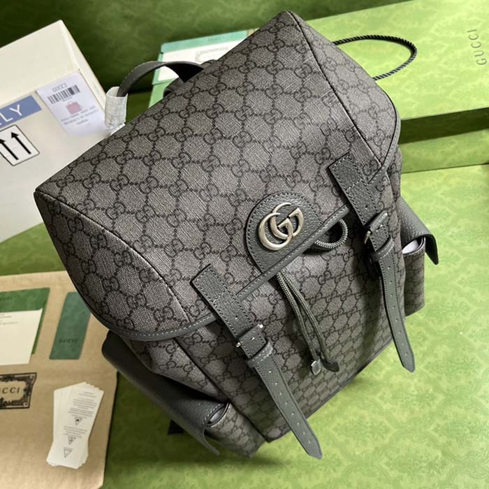 Gucci Unisex Ophidia GG Medium Backpack Grey Black GG Supreme Canvas