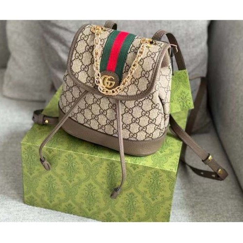 Gucci Unisex Ophidia Mini Backpack Beige Ebony GG Supreme Canvas