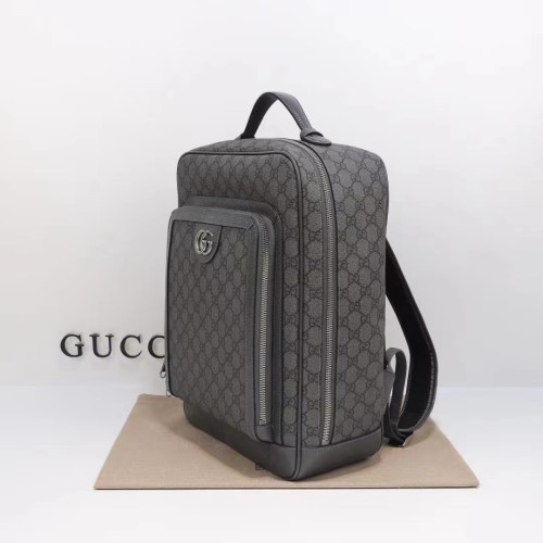 Gucci Unisex Ophidia GG Medium Backpack Grey Black GG Supreme Canvas Double G