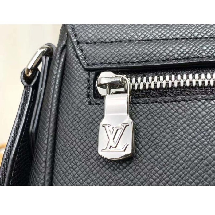Louis Vuitton LV Men District PM Bag Black Taiga Cowhide Leather