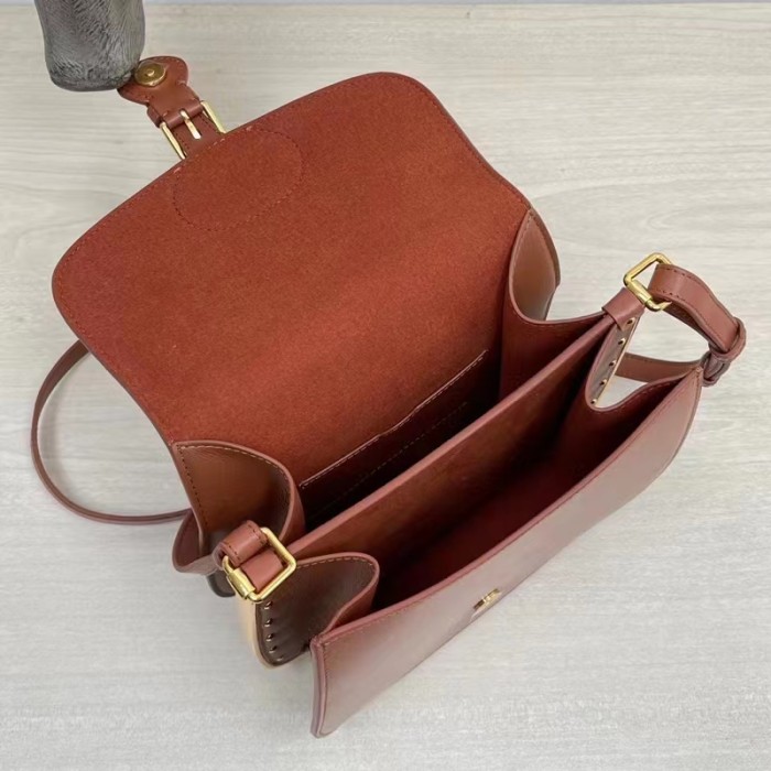 Dior Women CD Dior Bobby Frame Bag Cognac-Colored Box Calfskin