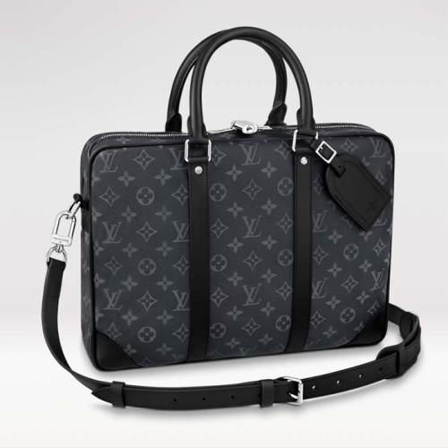 Louis Vuitton LV Men Porte-Documents Voyage PM Monogram Eclipse Coated Canvas