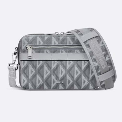 Dior Unisex CD Safari Bag with Strap Dior Gray CD Diamond Canvas