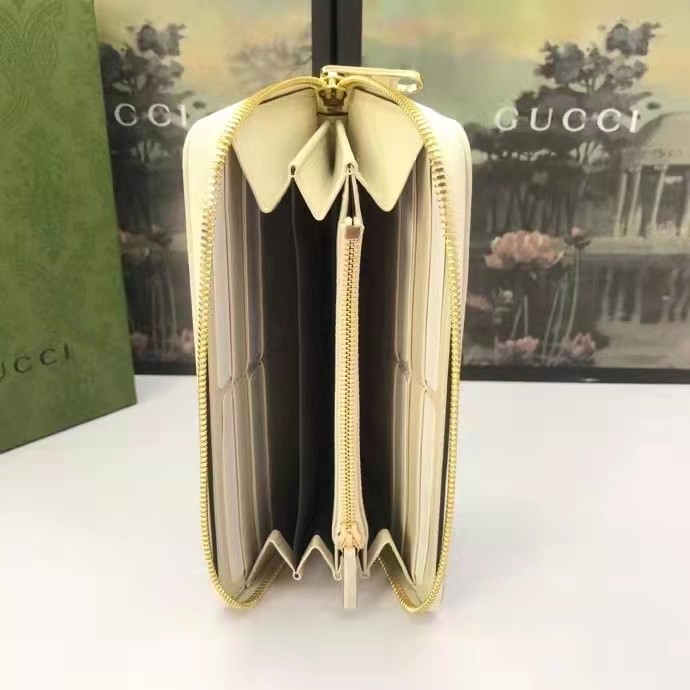 Gucci Unisex 1955 Horsebit Zip Around Wallet Beige Ebony GG Supreme Canvas