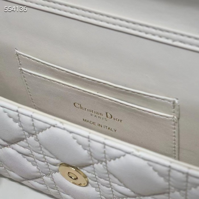 Dior Women CD Lady Dior Phone Pouch Latte Cannage Lambskin Removable Chain Strap