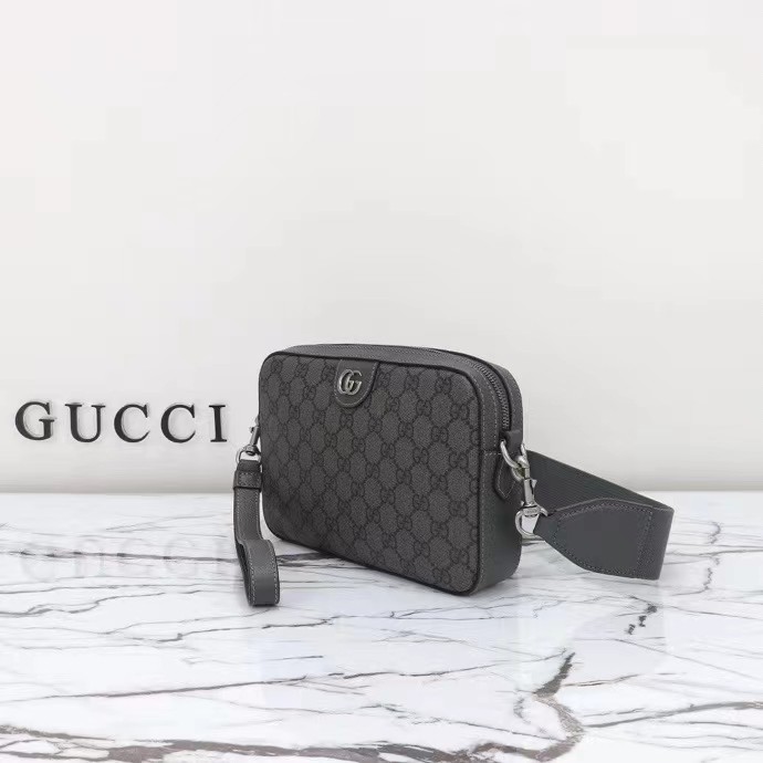 Gucci GG Unisex Ophidia GG Crossbody Bag Grey Black GG Supreme Canvas Double G