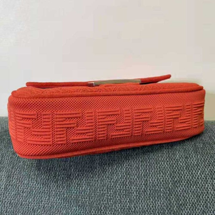 Fendi Women Midi Baguette Chain FF Fabric Bag-Red