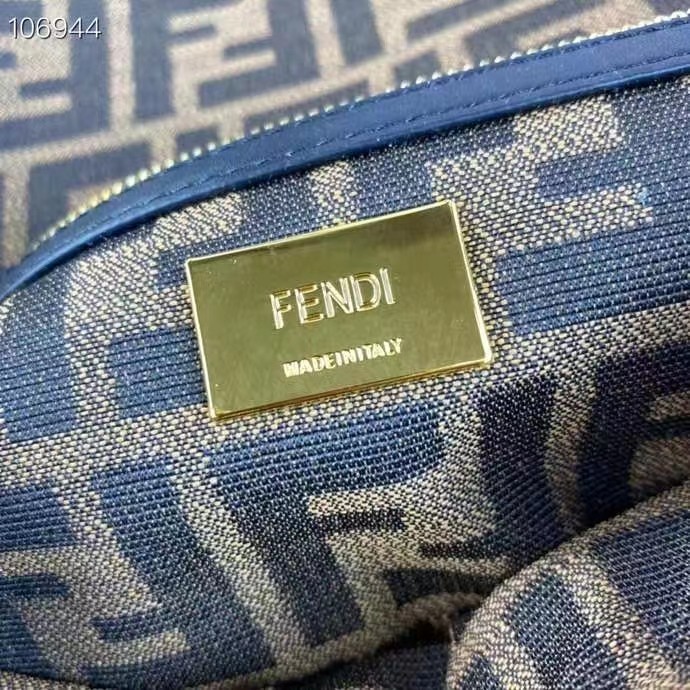 Fendi Women FF Baguette Black Raffia Back Crocheted FF