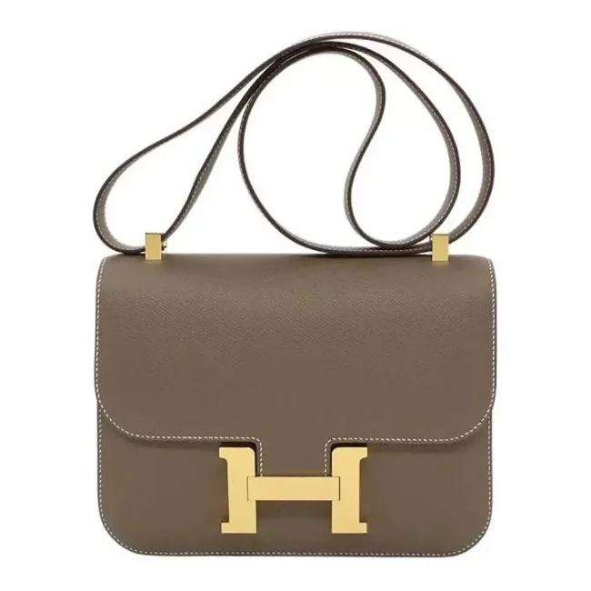 Hermes Women Constance 24 Bag Epsom Leather-Gray/Gold