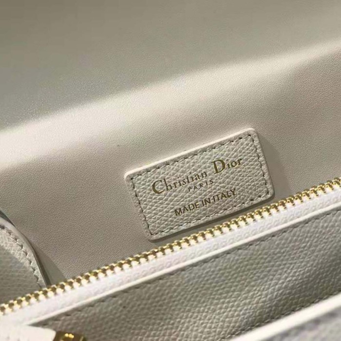Dior Women Medium ST Honore Tote Latte Grained Calfskin-White