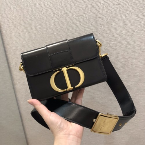 Dior Women CD Micro 30 Montaigne Bag Black Box Calfskin Flap Closure