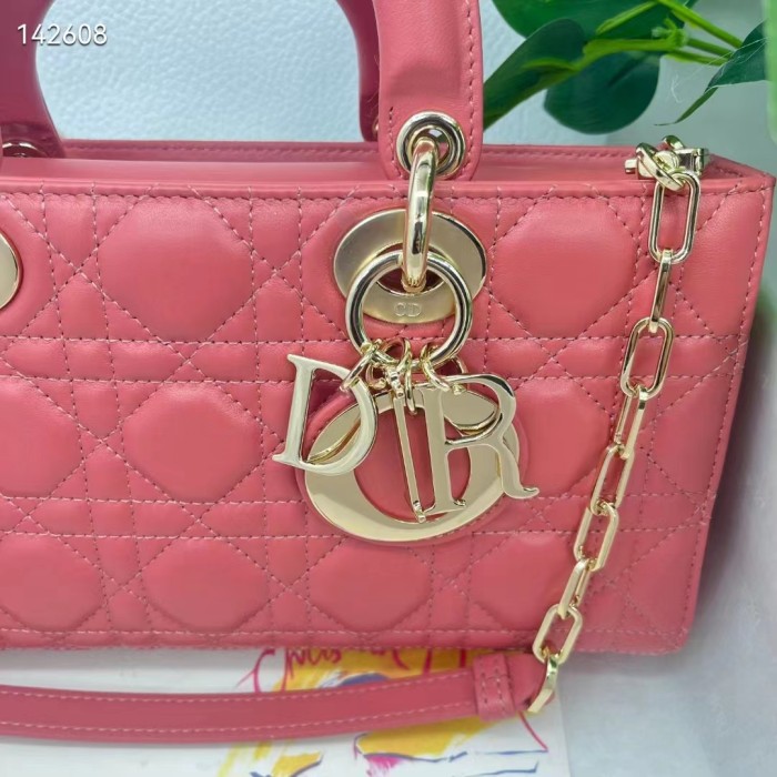 Dior Women CD Medium Lady D-Joy Bag Rust-Colored Cannage Lambskin