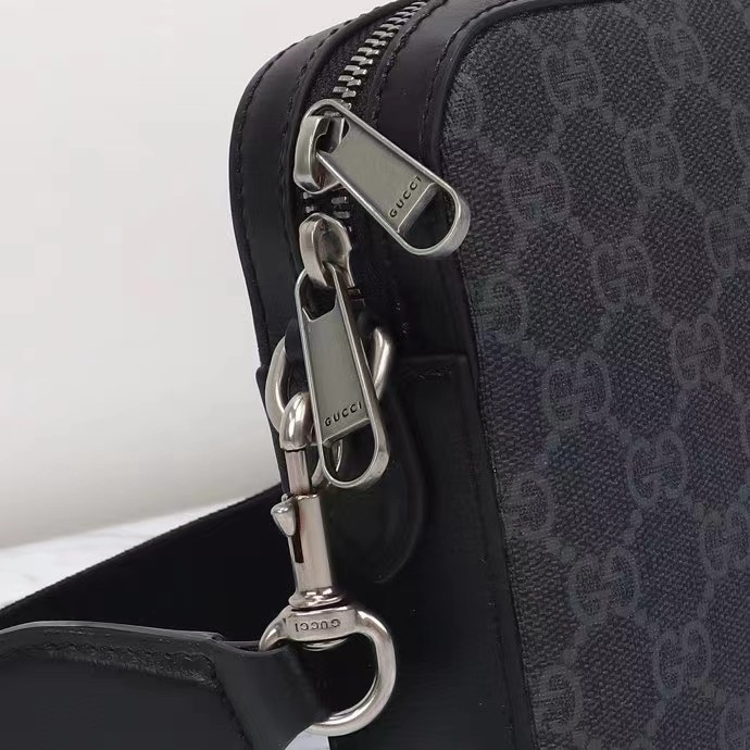 Gucci GG Unisex Ophidia GG Crossbody Bag Interlocking G Black GG Supreme Canvas Zip Closure