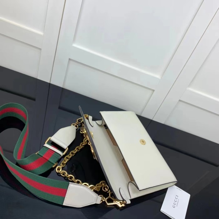 Gucci GG Women Gucci Horsebit 1955 Small Bag White Leather