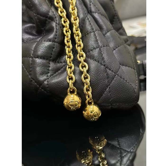 Dior Women CD Medium Ammi Bag Black Supple Macrocannage Lambskin