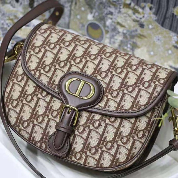 Dior Women Medium Dior Bobby Bag Brown Dior Oblique Jacquard