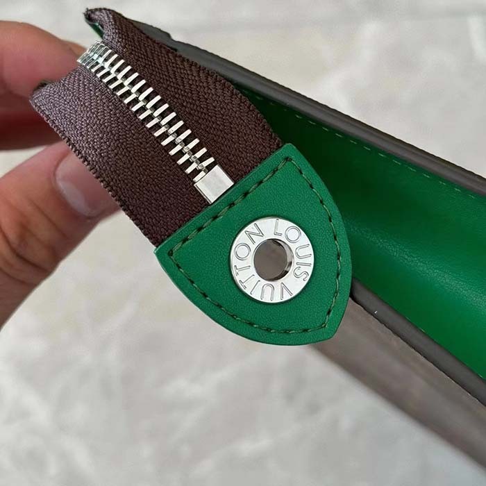 Louis Vuitton LV Unisex Pochette Voyage MM Green Monogram Macassar Coated Canvas Cowhide-Leather