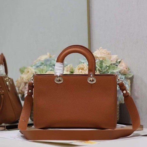 Dior Women CD Medium Lady D-Sire My ABCDior Bag Dark Brandy Bull Leather