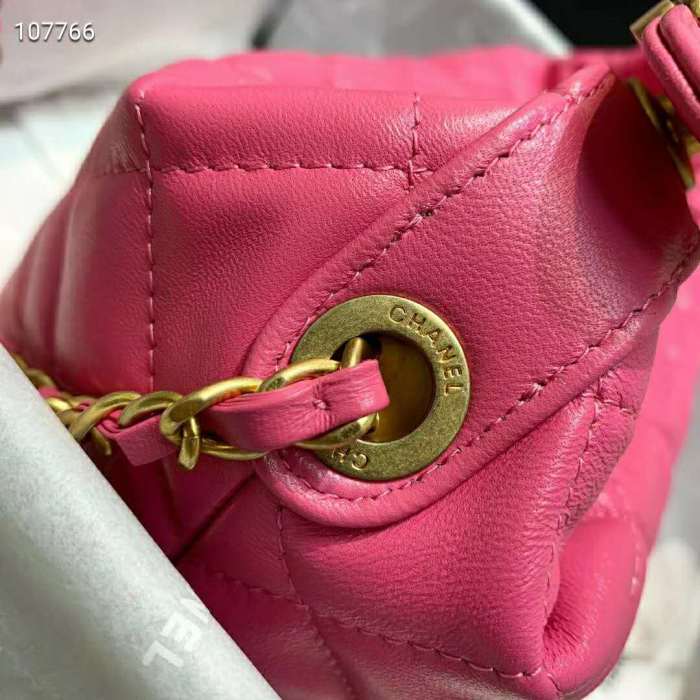 Chanel Women Small Hobo Bag in Lambskin Leather-Pink