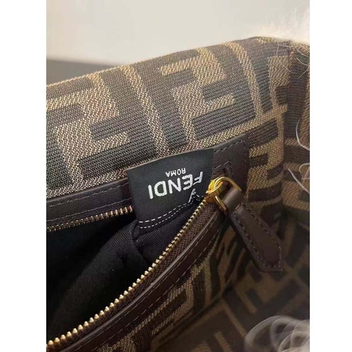 Fendi Women FF Baguette Brooch White Mohair Wool Bag