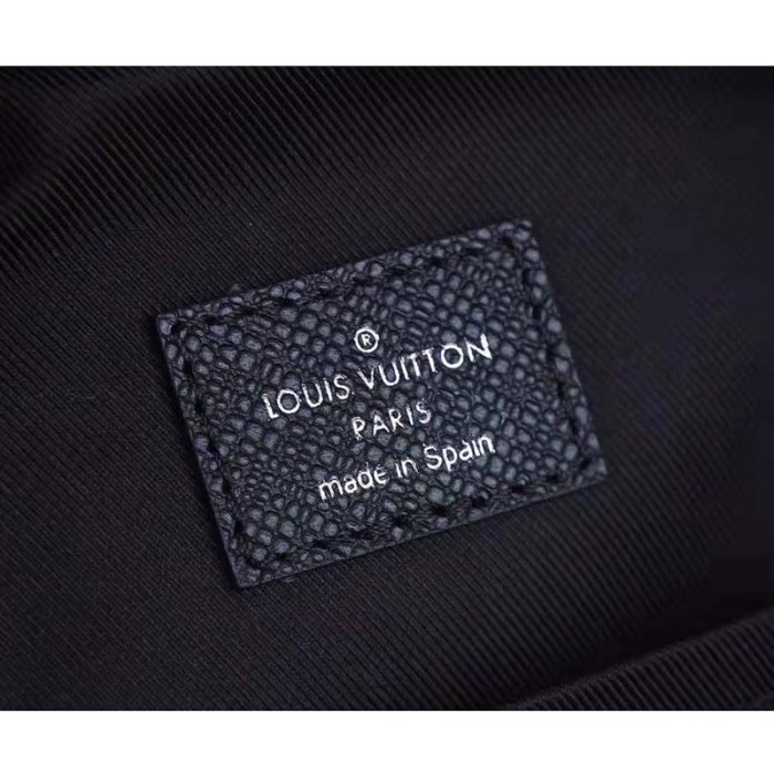 Louis Vuitton LV Unisex Outdoor Sling Bag Taigarama Noir Black Coated Canvas Cowhide Leather