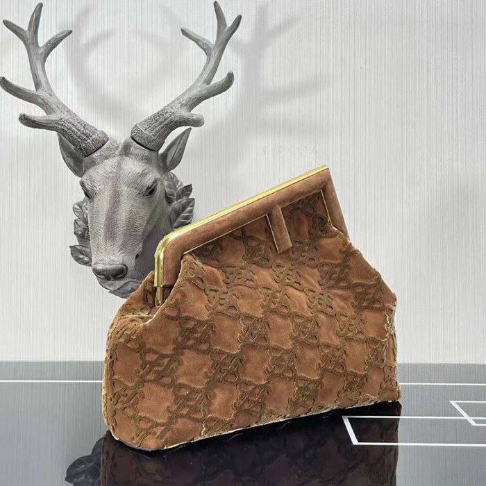 Fendi Women First Medium Brown Suede Bag