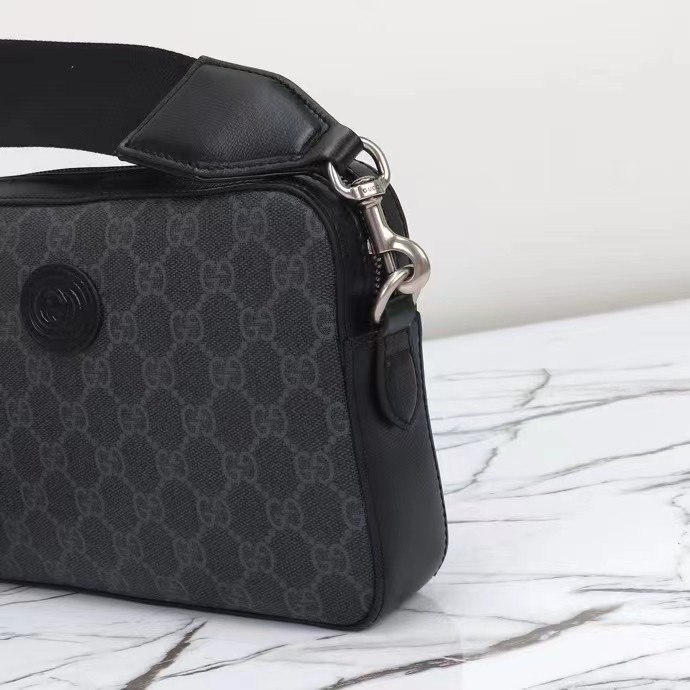 Gucci GG Unisex Ophidia GG Crossbody Bag Interlocking G Black GG Supreme Canvas Zip Closure