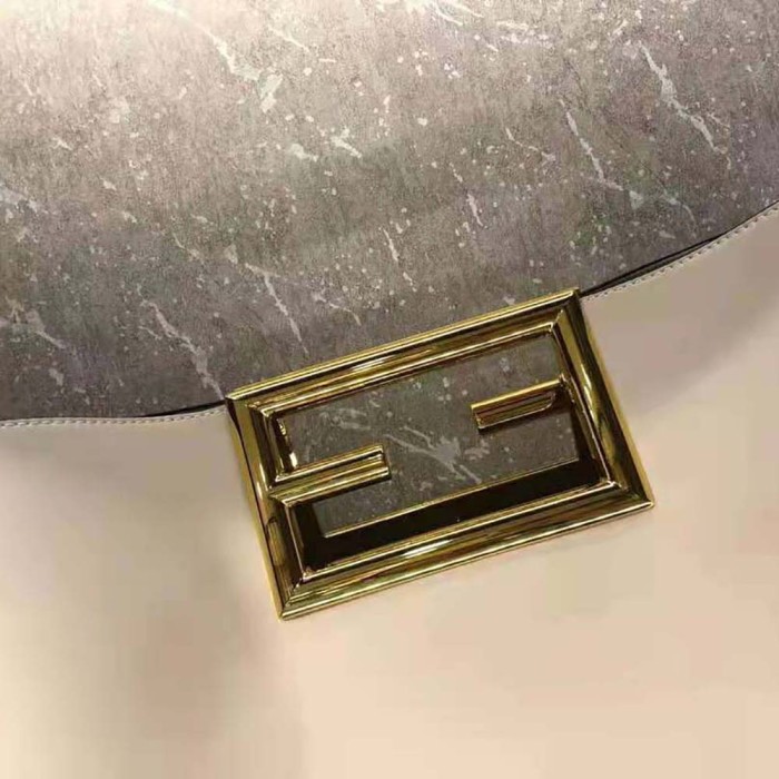 Fendi Women Way Medium Made of Camellia-Colored Leather Bag-White