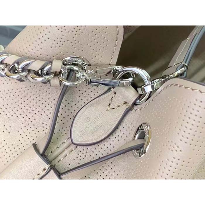 Louis Vuitton LV Women Bella Bucket Bag Gray Mahina Perforated Calfskin Leather