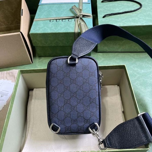 Gucci Unisex Ophidia GG Mini Bag Blue Dark Blue GG Supreme Canvas Double G