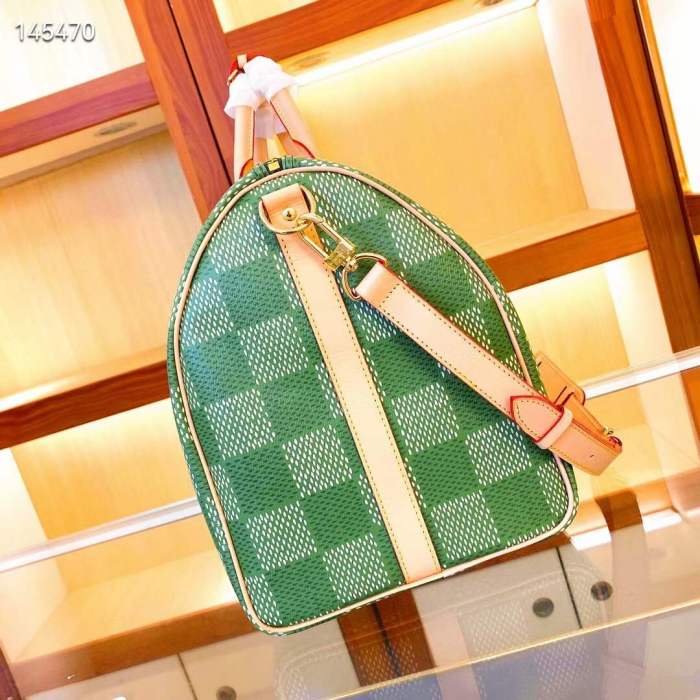 Louis Vuitton LV Unisex Keepall Bandoulière 50 Green Damier Golf Coated Canvas N40667