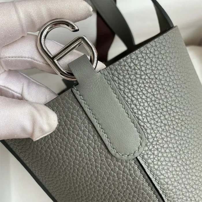 Hermes Women In the Loop 18 Handbag Clemence Leather-Gray/Silver