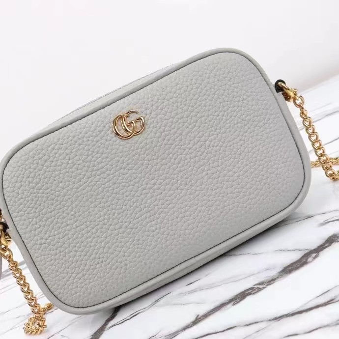 Gucci Women GG Marmont Super Mini Shoulder Bag Grey Leather