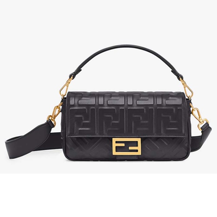 Fendi Women Medium Iconic Baguette Lambskin All-Over FF Motif